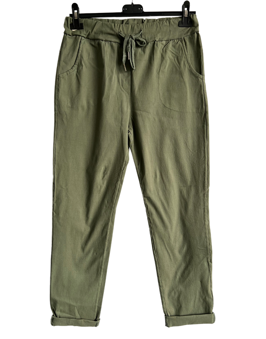 Regular Magic Stretchy Waist Pants In Khaki