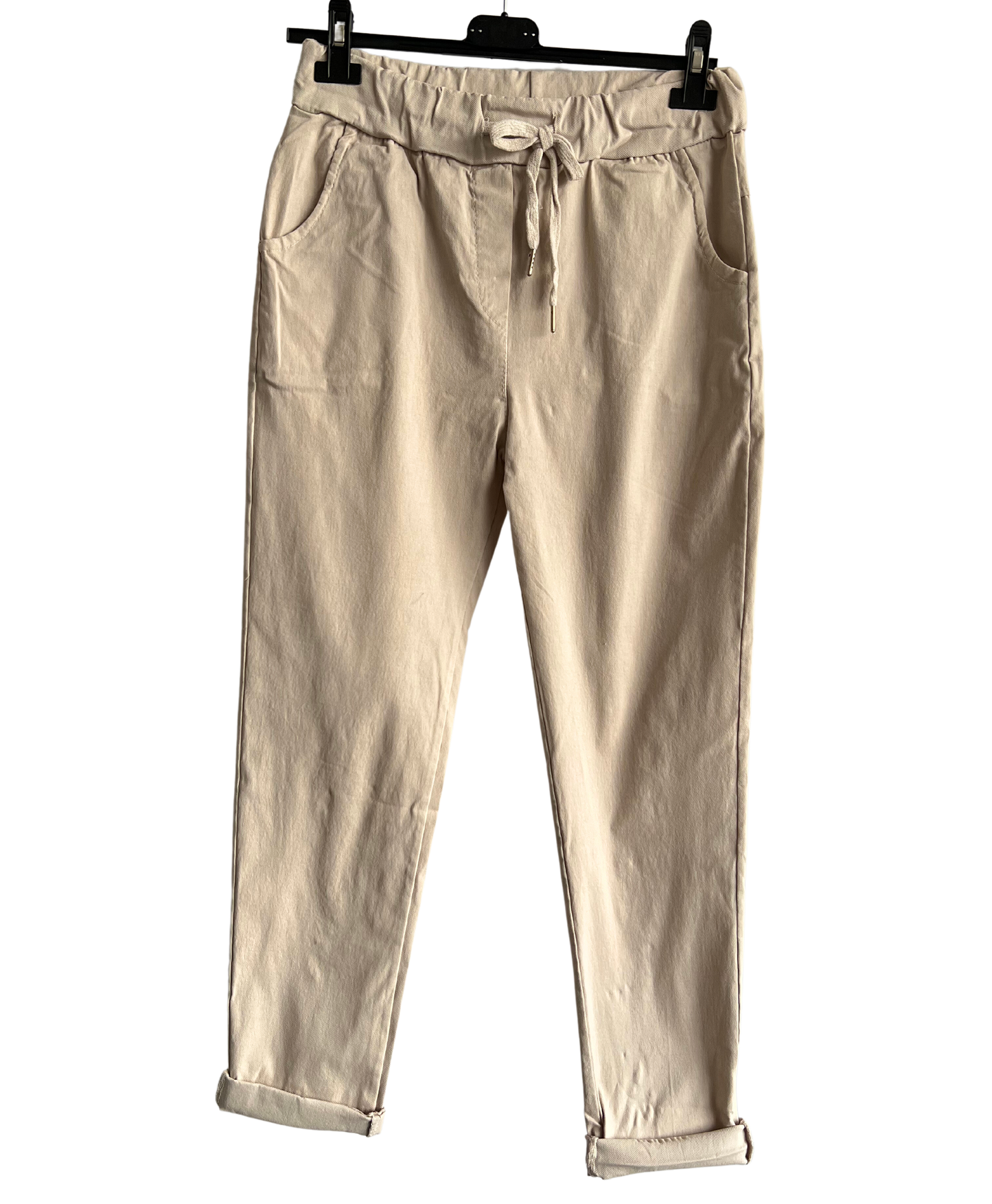 Regular Magic Stretchy Waist Pants In Beige