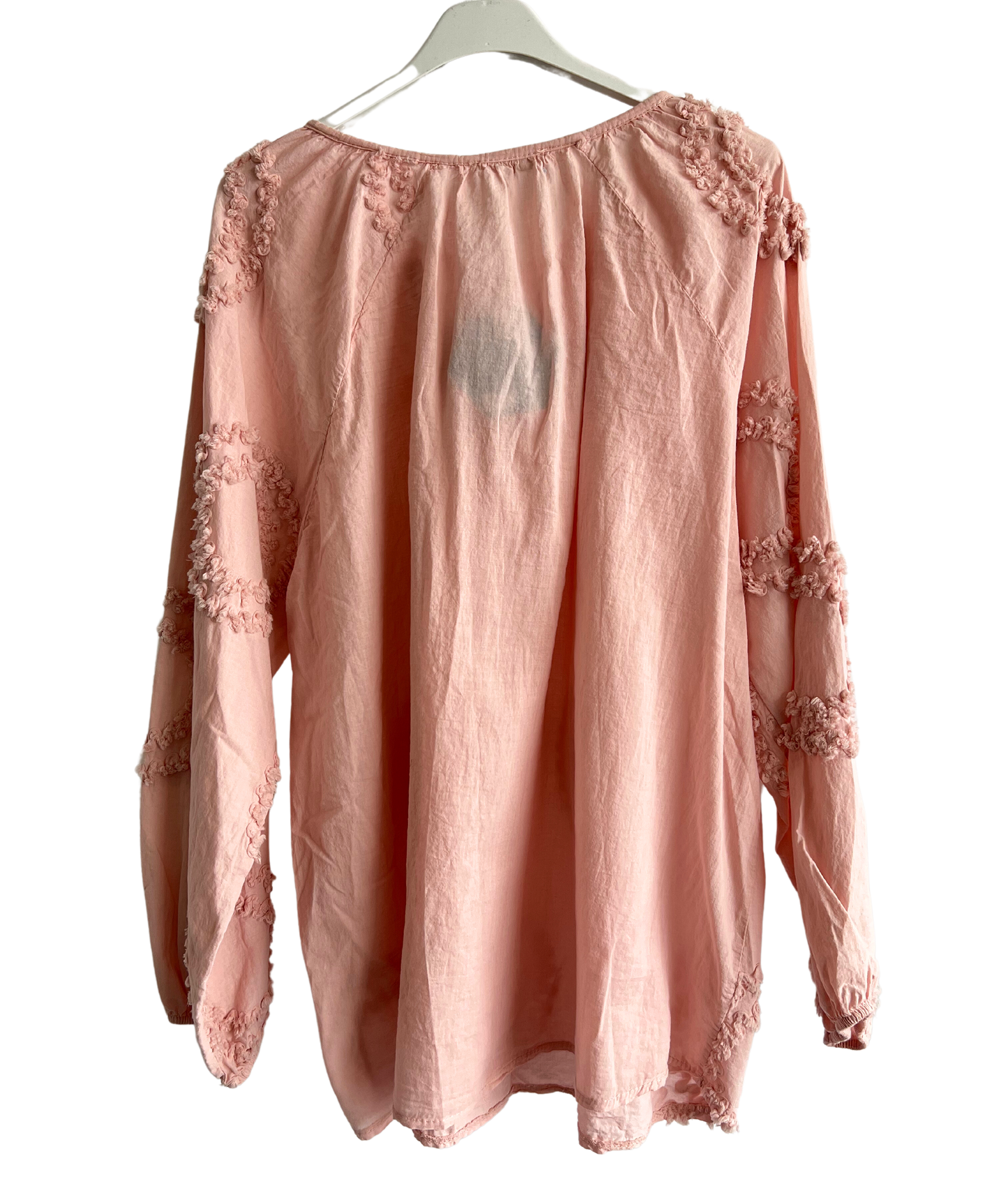 Summer Tassel Tie Cotton Circle Pattern Top In Pink