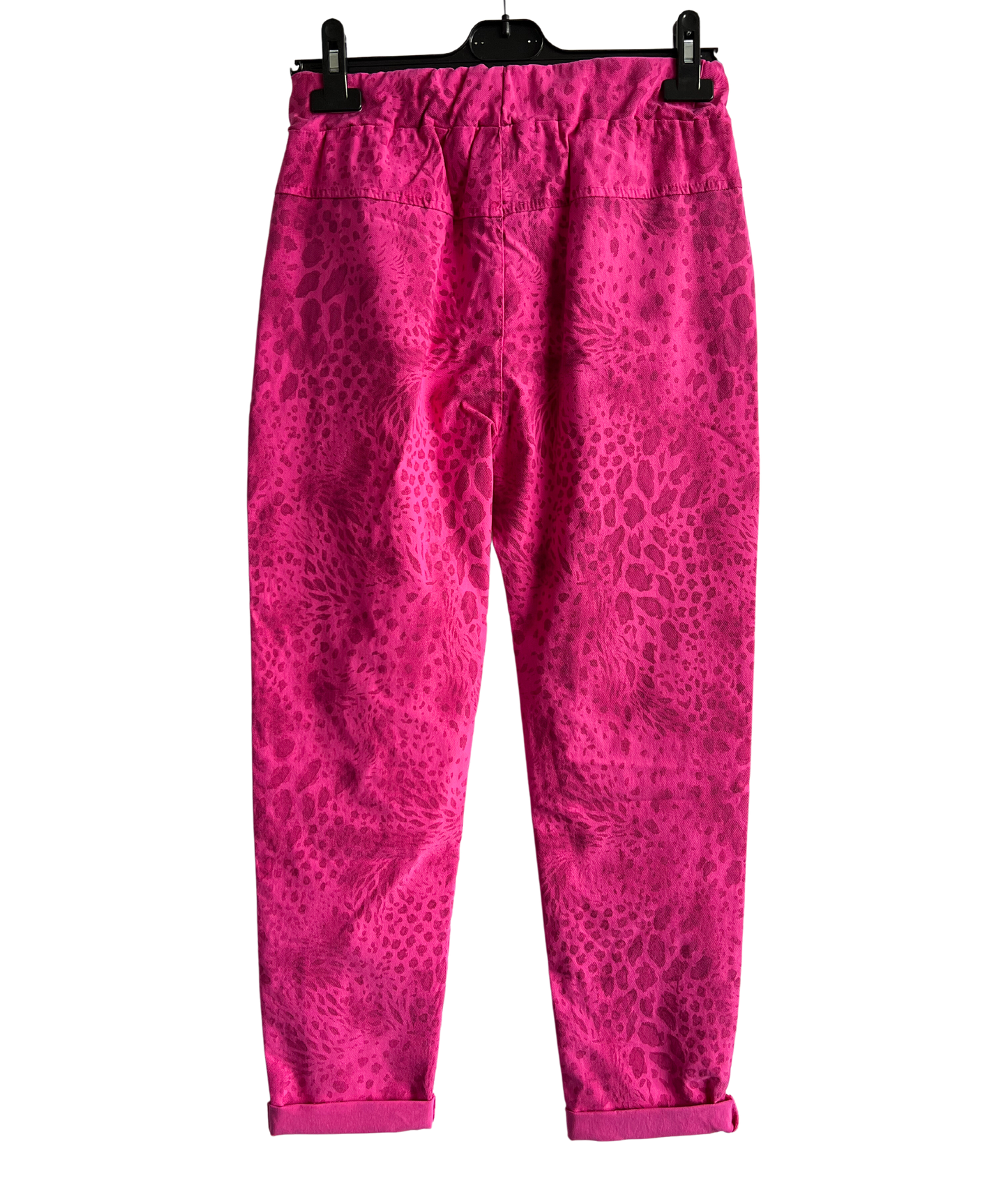 Leopard Print Stretchy Magic Pants In Fuchsia