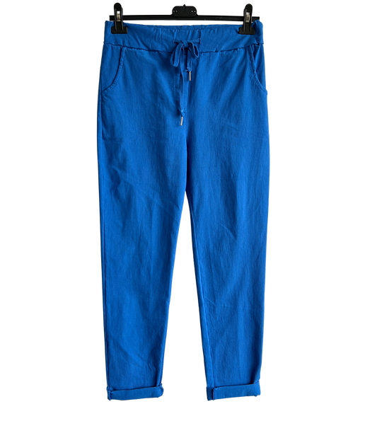 Regular Magic Stretchy Waist Pants In Royal Blue