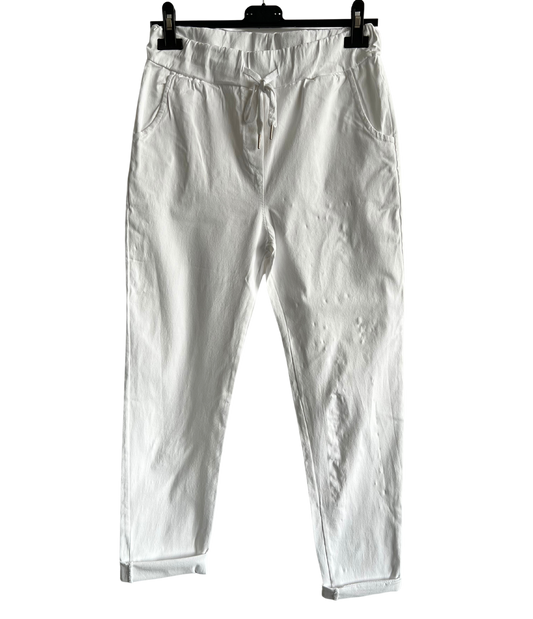 Regular Magic Stretchy Waist Pants In White